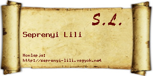 Seprenyi Lili névjegykártya